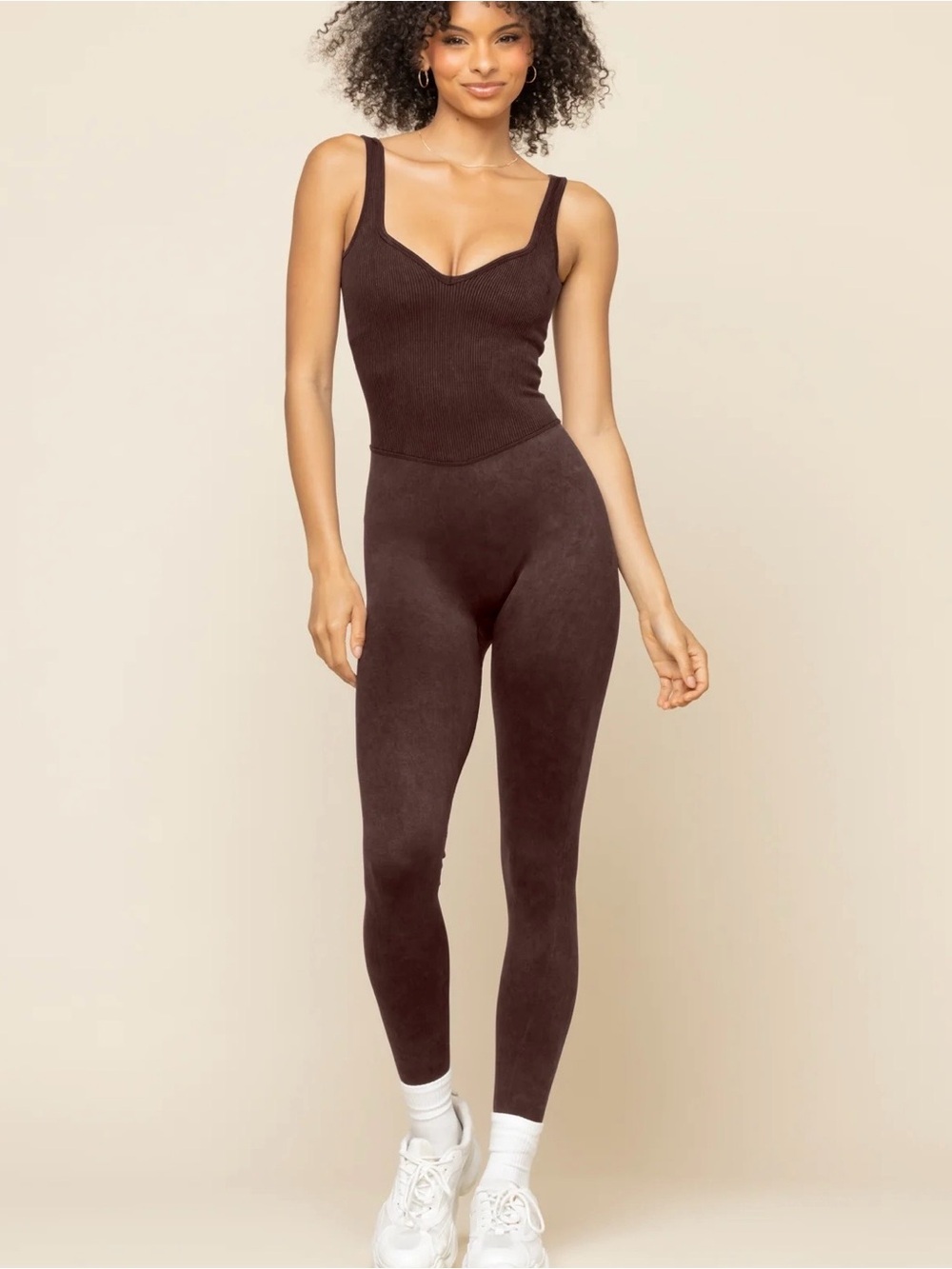 NWT POPFLEX Be Flexible Seamless Onesie Jumpsuit French Roast Brown Medium
